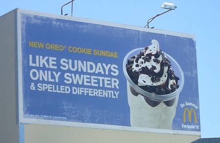 A roadside McDonald’s billboard advertising an Oreo Cookie Sundae